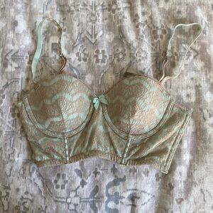 Anthropologie Lace Bralette in Mint and Beige